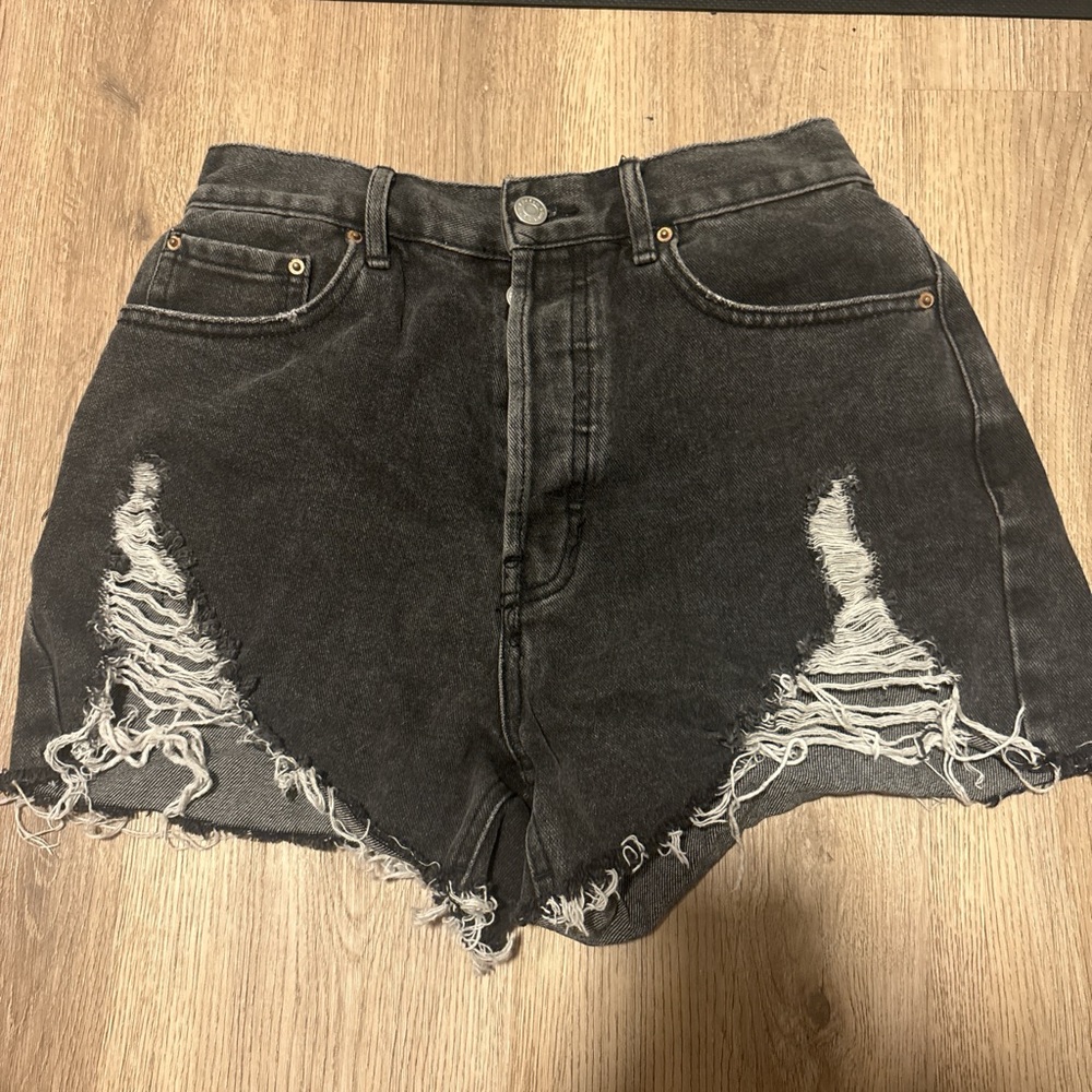 PacSun Charcoal Distressed Jean Shorts